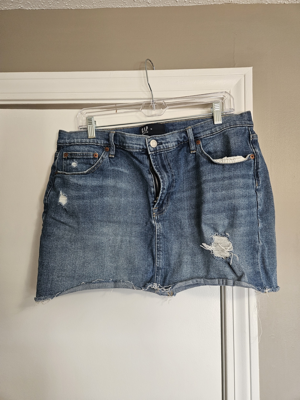 GAP Distressed Denim Mini Skirt - Blue